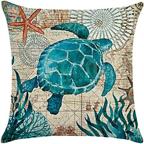 ULOVE Love Sea Turtle Bacanje jastuk sa jastukom Mediteranski stil morskog tema Dekorativni kvadratni pamučni