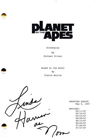 Linda Harrison potpisala je autografa planete fotografskog skripta majmuna - vrlo rijetka, nova, udreljiva Charlton Heston, ispod planete majmuna