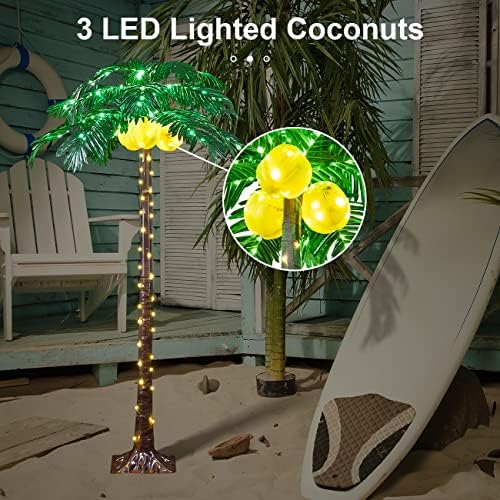 Osvijetljeni palmini 5FT 208 LED umjetni dekor palmilnog dlaka sa lakiranim kokosima za lažno drvo