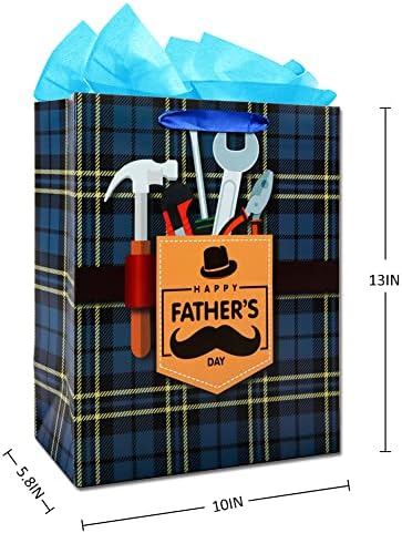 WaaHome Fathers Day poklon torba sa ručkom 13 x10. 5 x5. 8 Velike poklon torbe za Sretan Dan očeva sa maramicom,