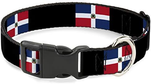 Cat Collar Otcijepljena Dominikanska Republika zastave Crni blokovi 9 do 15 inča širine 0,5 inča