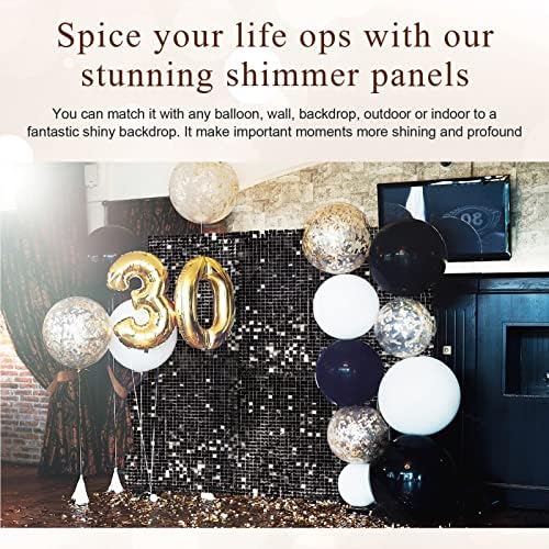 Ayfjovs 24 kom Black Shimmer zid ploče Sequin Shimmer zid pozadina, Black Back kapi paket za Party Dekoracije rođendan vjenčanje & angažman godišnjica Home Decor