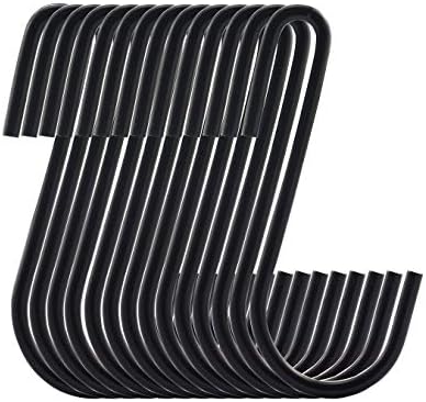 Ruiling 12-Pack Black pot rack S oblika kuke,3.5 Inch Universal S Hook čvrste viseće kuke,za kuhinjske robe,štednjaci,lonci,pot