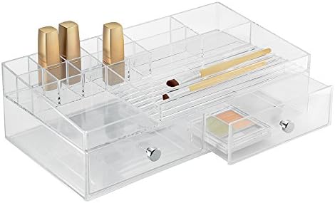 InterDesign ladice kutija sa pretincima / kutija za šminkanje sa 2 fioke i 15 pretinaca / organizator šminke ili