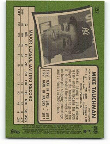 Heritage 2020 baština 352 Mike Tauchman New York Yankees MLB bejzbol trgovačka kartica