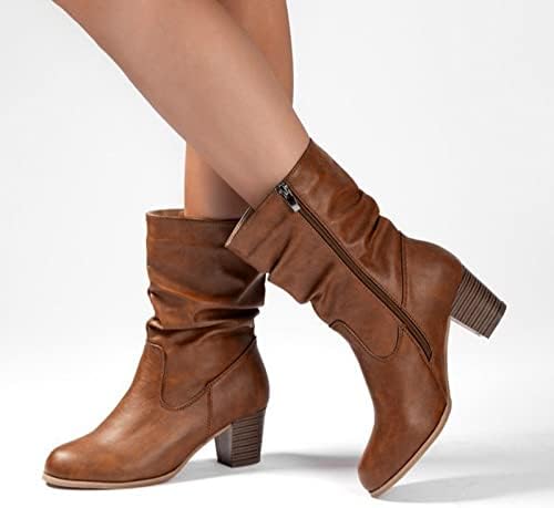 Yuhaotin patentni petel retro čvrste žene kožne cipele čizme Boja kratkih okruglih ženskih čizama CUTOOUT