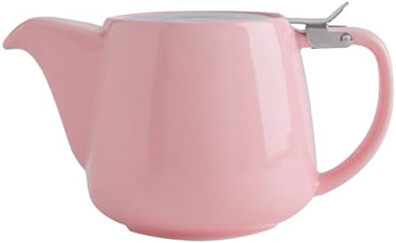 Hwagui - keramički čajnik od nehrđajućeg čelika za labave čaj i cvjetanje čaja, otporan na toplinu keramički čaj za čaj i čajnik čajnik, savršen aparat za čaj, ružičasti čajnik 560ml / 18.5oz