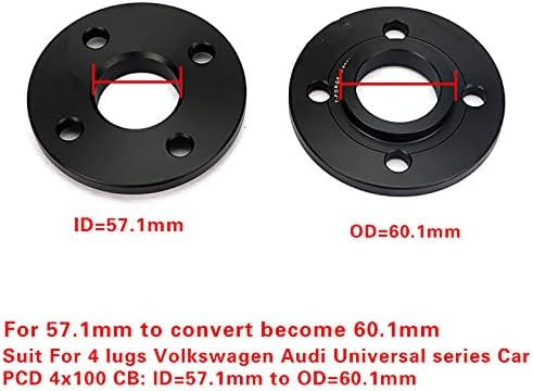 Lyqfff za VW, za Audi, 2/4kom 3/5/8/10 / 12mm odstojnici na točkovima Adapteri za konverziju PCD 4x100 CB: ID=57.1 mm do od=60.1 mm 4 ušice