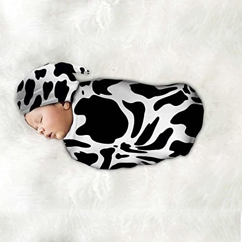 Midaivu krava Print novorođenče povijanje pokrivač sa šeširima postavlja novorođenče primanje pokrivač za dječaka djevojka Swaddle vreća tuš beba poklon