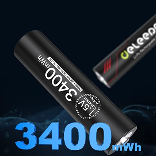 Deleepow punjive AA baterije 3400mWh 1.5 V Rechargeale litijumske AA baterije 8 broj 1500 ciklus sa LCD brzim punjačem