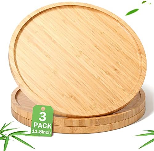 3 kom bambus serviranje okrugle bambusove ladice okrugle drvene ploče drvene obloge Plejcerijskog ploča za posluživanje