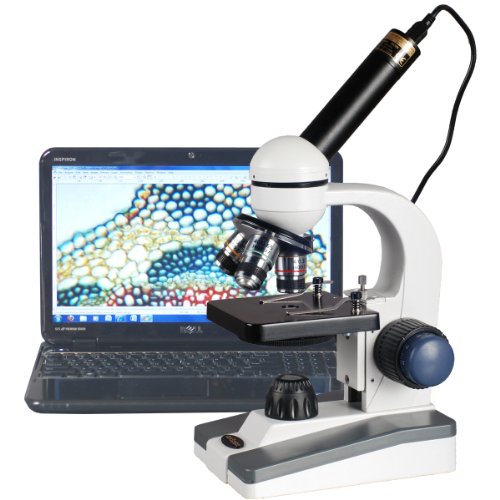 Amscope M150C-E1 40x-1000x LED grubo i fino fokusiranje naučni Studentski mikroskop sa kondenzatorom sa jednim sočivom i USB digitalnom kamerom od 1,3 MP za fotografije i video zapise