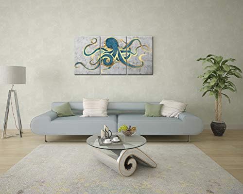 sechars 3 Piece canvas Wall Art Abstract Teal zelena hobotnica slika grafike na platnu Sea Life slika Poster