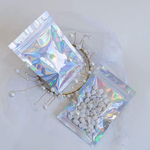 100 komada Mylar Holografske torbe koje se mogu ponovo zatvoriti - torbe otporne na miris 4 x 6, vrećice sa folijom sa zatvaračem za zabavu favoriziraju skladište hrane