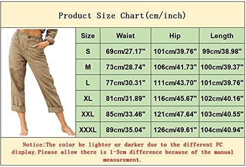 Wocachi linen Capri pantalone za žene Ljetne žetve Hlače visoki elastični struk Capris Comfy casual