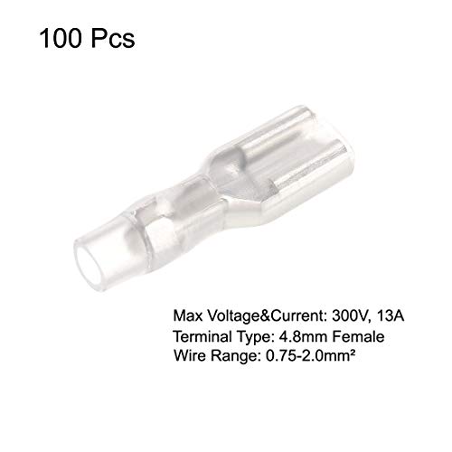 Uxcell 100pcs 4,8 mm Brzi spoj žičane terminale Ženska lopatica presova sa izoliranim rukavima