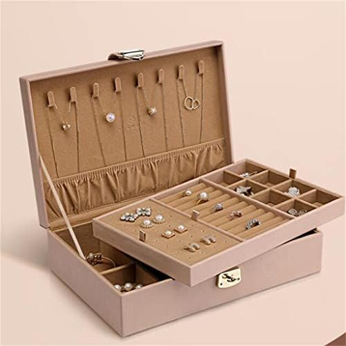 Liruxun dvoslojna kutija za odlaganje nakita velikog kapaciteta sa bravom može da okači ogrlicu nakit prsten dodatna oprema za kosu