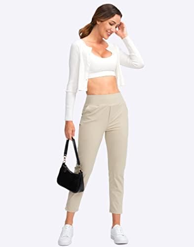 YYV ženske golf hlače raste radne hlače gležnjače visoke struk haljine sa džepovima za joga poslovne putovanja casual