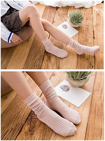 Pamučne čarape za posade za žene Pamuk Ležerne prilike, pune boje rastezanje čarapa za žene djevojke 7 parovi