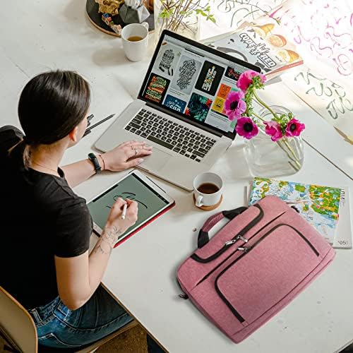 BERTASCHE torba za Laptop 17,3 inča za žene kompjuterska torba za laptop futrola za radna putovanja poslovna aktovka sa naramenicom, Rose Red