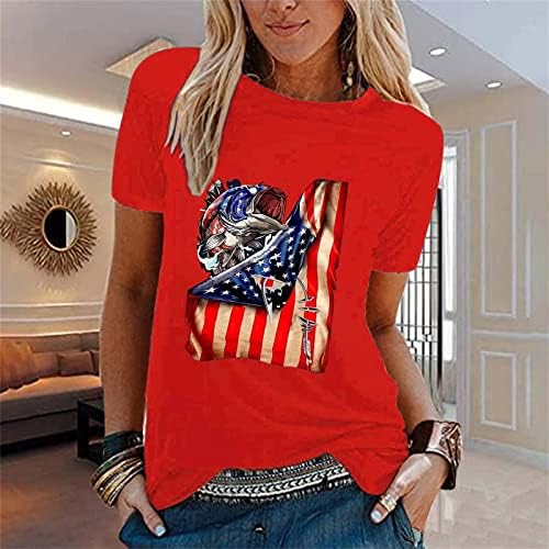MIASHUI ženska majica dugih rukava žene Casual Dan nezavisnosti majica sa printom zastave kratki rukav Spandex žene duge