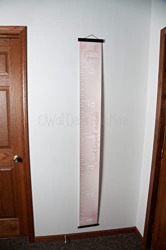 Rumenilo ružičasto platno Tabela rasta za zidni dekor rasadnika - spreman za kačenje zidni grafikon visine