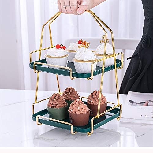 Posuda za torte 2-slojni kvadratni keramički stalak za torte posluživanje servera hrane držač ekrana sa ručkom