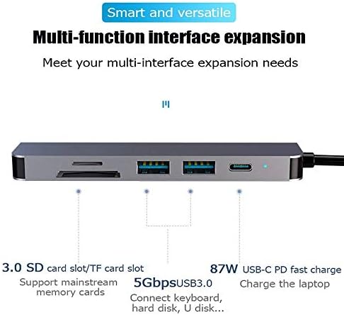 WSSBK USB HUB C Adapter 6 u 1 USB C na USB 3.0 HDMI kompatibilnu priključnu stanicu USB-C Tip C 3.0 Splitter