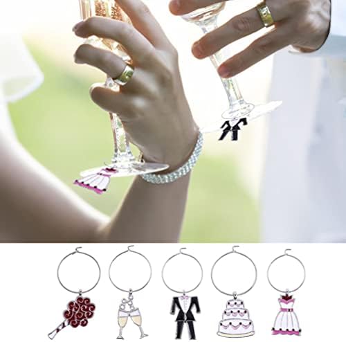Amosfun D prsten 5kom vino staklo čari vjenčanje piće markeri dekorativni pehar prstenovi Stem naočare