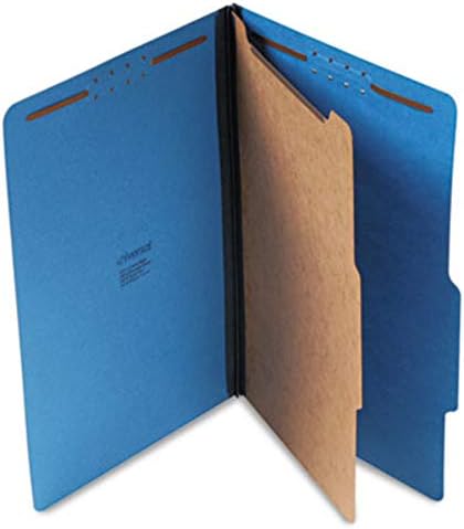 Universal 10211 Presboard Classification Folders, Legal, Four-Section, Cobalt Blue, 10 / Box