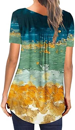LCEPCY Sakrij trbuh tuniku za ženske kratkih rukava Print V izrez Henley Thirt 2023 Ljetni slatki dressivni bluze