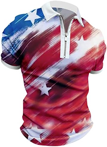 MIASHUI bodi kratki kombinezon Muška Patriotska košulja američke zastave za muškarce 4 jula Muscle Turn Down Collar Shirts Mesh