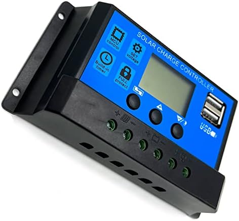 Peidesi 20a PWM solarni regulator punjenja 12v 24v panel inteligentni Regulator sa 5V ekranom sa dvostrukim USB portom podesivi parametar LCD i podešavanje tajmera Uključeno Isključeno vrijeme, PDS-12v30a-CON