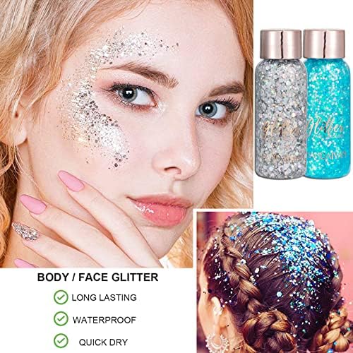 Tijelo Glitter Gel, holografski lice Glitter Gel Shimmer Makeup za kosu, tijelo, sjenilo, dugotrajne vodootporan