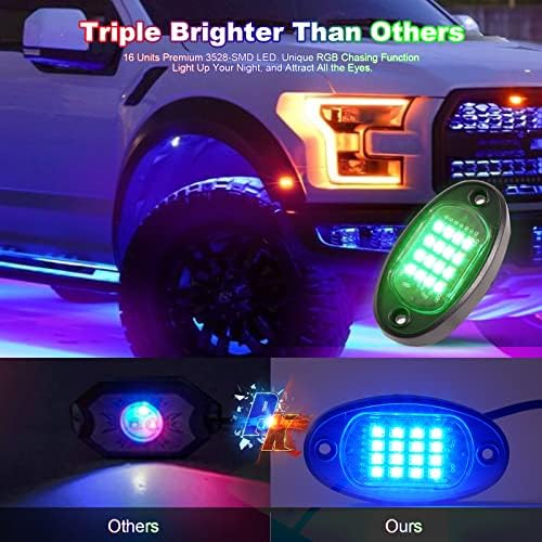 8Pods RGB LED Rock Ligh za kamione, višebojna Vanjska svjetla vodootporna neonska svjetla ispod sjaja sa App