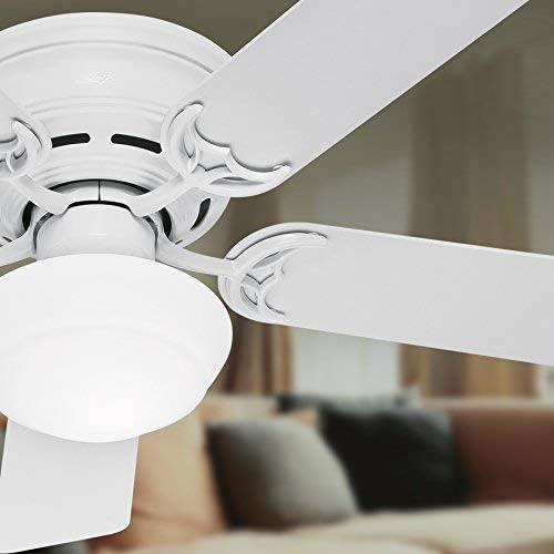 Lovter Fan Company, 53075, 52 inčni niski profil bijeli stropni ventilator s niskim profilom sa LED svjetlosnim kompletom i potezom