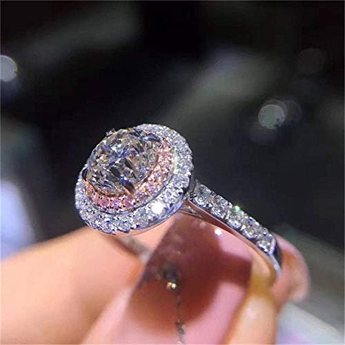 Sjajni 925 Srebrni Okrugli Pink Sapphire Prsten Nevjesta Vjenčanje Angažman Fine Jewelry