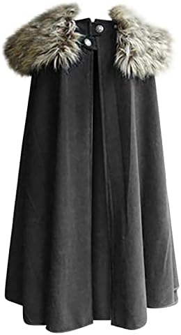 Ženski ogrtač za ogrtač Vintage Victorian Steampunk Cape bluza Zimska topla gotička vuna lažnog krznenog ovratnika uloga duge kaputa