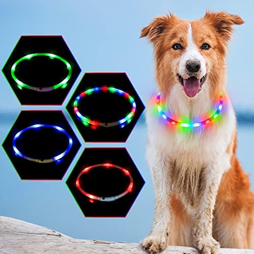 BSEEN Svijetli ovratnici za pse - silikonski LED ovratnik za pse, sjetlovni ovratnik za rezanje, užareni pasi za pješačenje za male srednje velike ogrlice