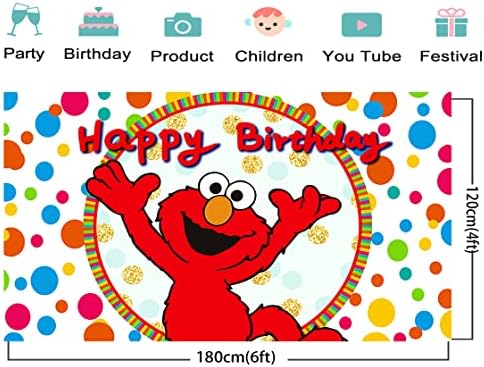 Elmo pozadina za rođendanske potrepštine 6x4ft crtani baner za dekoracije ulične zabave