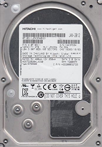 HDS722020ALA330, PN 0F10311, MLC JPK3MA, Hitachi 2TB SATA 3.5 Hard disk
