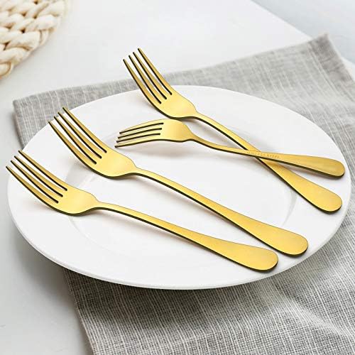 Lianyu Set zlatnih viljuški za večeru od 12 komada, viljuške za pribor za jelo od srebrnog posuđa