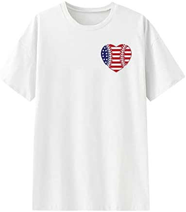 Dnevna majica Neovisnosti Ženske prevelike vrhove Drop Tun Tunika TOP USA Zastava zastava Grafička majica Labavi bejzbol majice