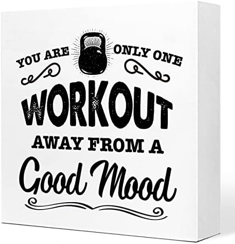 Samo vas jedan trening dijeli od dobrog raspoloženja dekor drvenih natpisa, motivacijski citat za fitnes teretanu