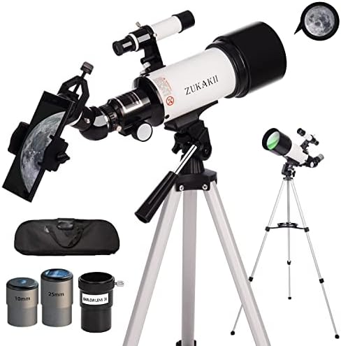 Zukakii teleskop za odrasle i djecu, 70 mm Travel Astronoming Refraktor opseg za početnike Pokloni sa
