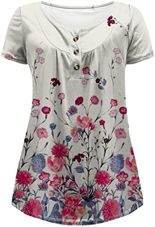 Bijelo ljeto jesen nabrajane tee dame 2023 modni kratki rukav pamuk Crewneck cvjetni grafički ručak bluza za djevojke za djevojke