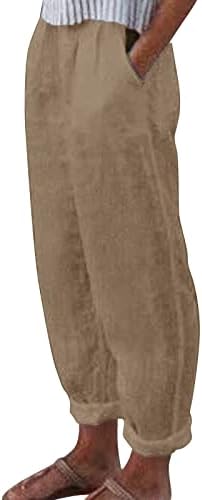 Etkia Capri pantalone za žene plus veličine široke noge visoko struk labav kaprisu kaprisu posteljinu pant sa džepovima ženske ležerne hlače