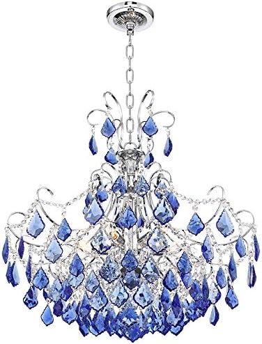 Bečki puni spektar Alpski Hromirani srebrni luster rasvjeta 26 Široki Plavi kristal 6 - rasvjetno tijelo