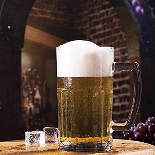 TUSAPAM teške krigle za pivo od 6 pakovanja, velike čaše za pivo sa ručkom, stakleni Steini od 20 unci, klasični set čaša za šolje za pivo