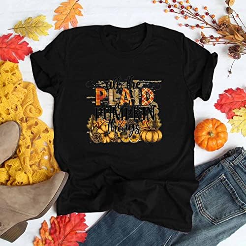 NaRHbrg Pumpkin Fall T Shirt Womens Zahvalnosti Grafički Odmor Tee Tops Kratki Rukav Casual Pismo Print Shirts